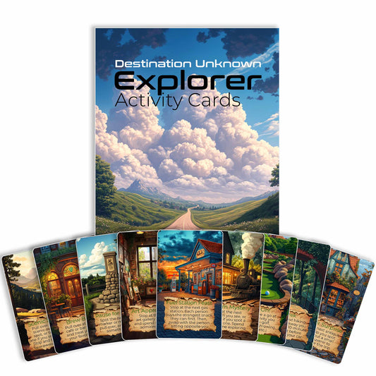 Destination Unknown Activity Expansion pack with sample activity cards — works with Urban or Rural Explorer