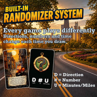 Randomizer on the back of every Urban Explorer card — picks direction and time when you need it